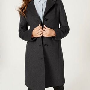 Jones New York Classic Charcoal Gray 
Wool Blend Long Coat Women’s Size 12 EUC